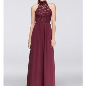 NWT High Neck Chiffon Dress w/ Ladder Back Detail